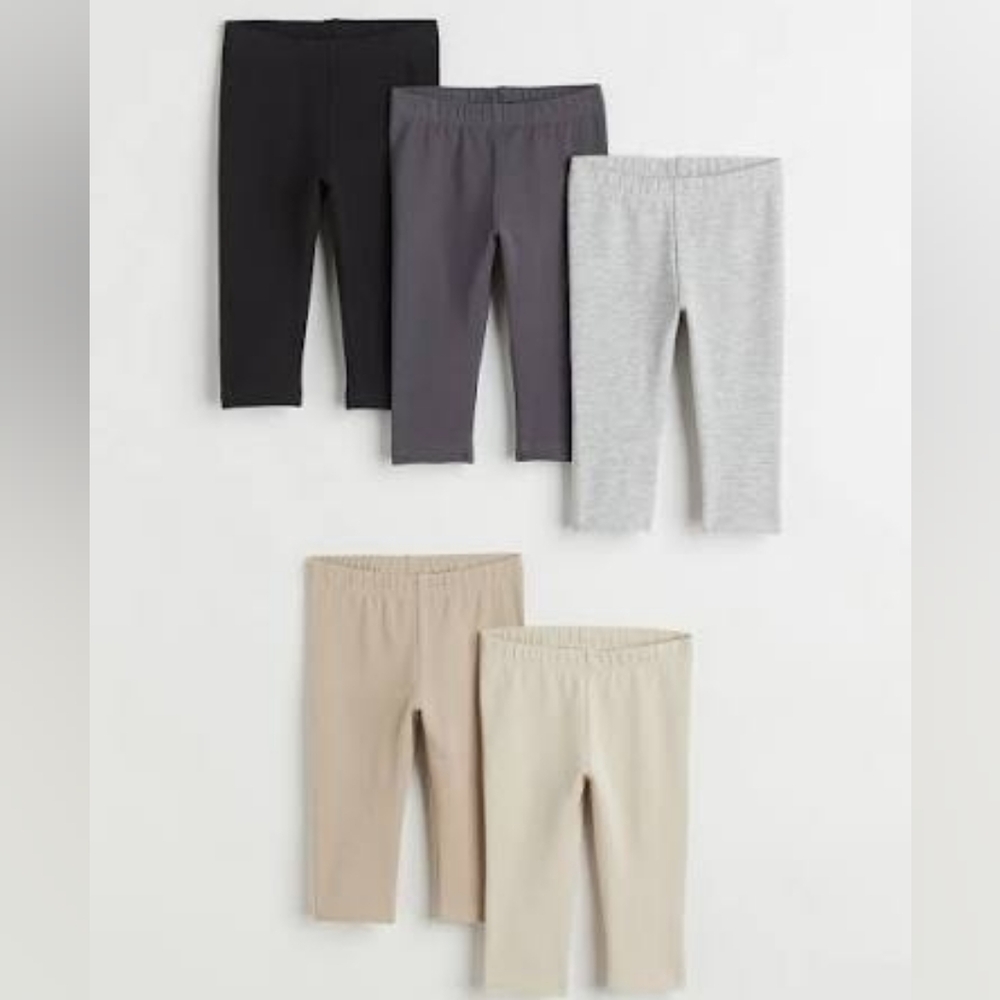H&M NWT 5-Pack Leggings Neutral Baby PM 0-1 Newborn Cotton